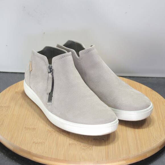 Womens ECCO Soft 7 Mid Size 5 008603 Beige White Side Zipper Casual Ankle Boots - Picture 2 of 9